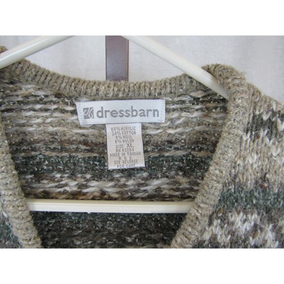 Dressbarn XL Zip Front Knit Sweater Vest Earth Tones Earthy Neutral Wool Blend - Picture 2 of 6